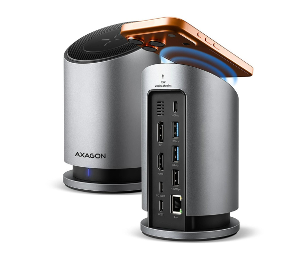 Axagon HMC-WL9 USB-C 10Gbps Wireless Charging 9in1 hub - 1485464 - zdjęcie